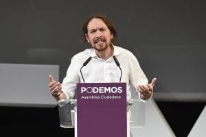 EL POLITICO PABLO IGLESIAS DURANTE EL ACTO DE CLAUSURA DE LA ASAMBLEA CIUDADANA DE PODEMOS 15/11/2014 MADRID